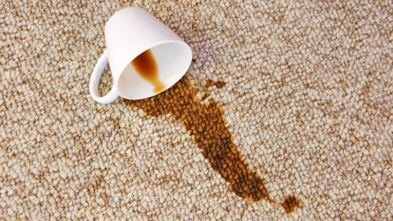 Kaffee Flecken auf dem Teppich entfernen