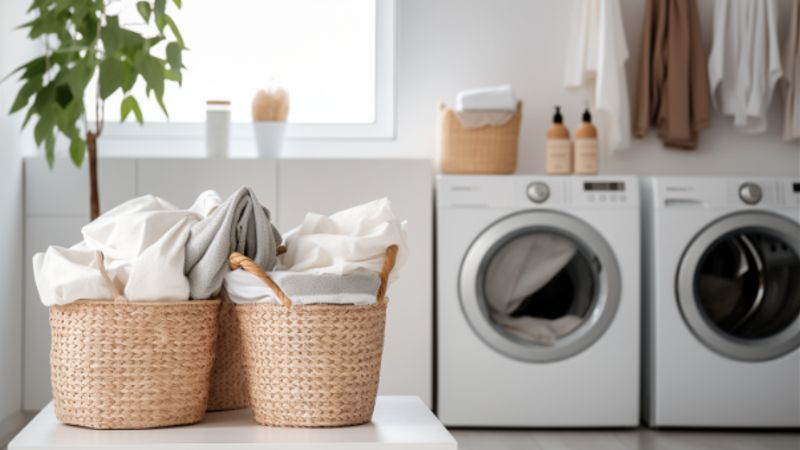 Wäscheaufbewahrung und Vorbereitung zum Waschen